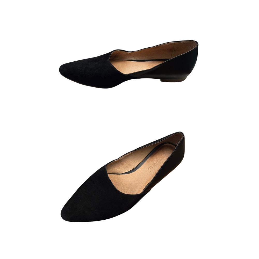 Madewell The Lizbeth Flat in Leather and Suede Black Pointed Toe Shoes 6